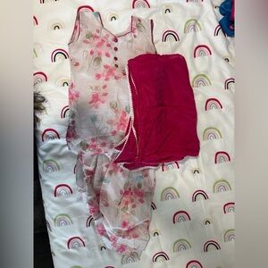 Floral Pink Sleeveless Top and Pants Set